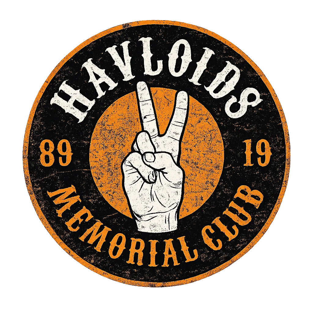 Havloids Memorial Club – logo klubu s motivem V-znamení vítězství na oranžovém pozadí